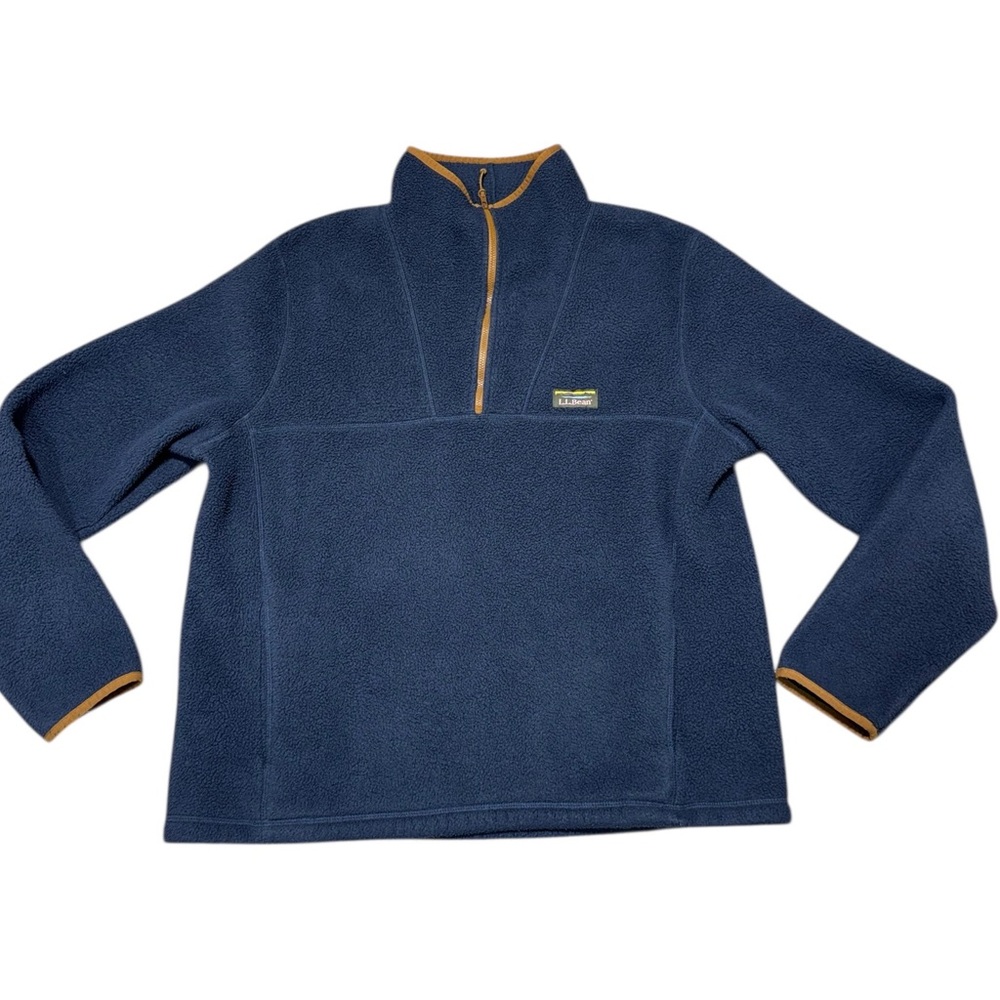 VTG L.L. Bean Fleece 1/4 Zip Pullover Men’s Large Y2K Navy Blue Relaxed Fit